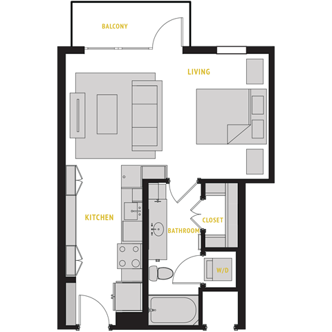 S3 Floor Plan at The Case Building Apartments in Deep Ellum, Dallas, Texas
